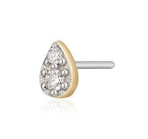 14K Yellow & White Gold Flat Back Earring with Diamonds